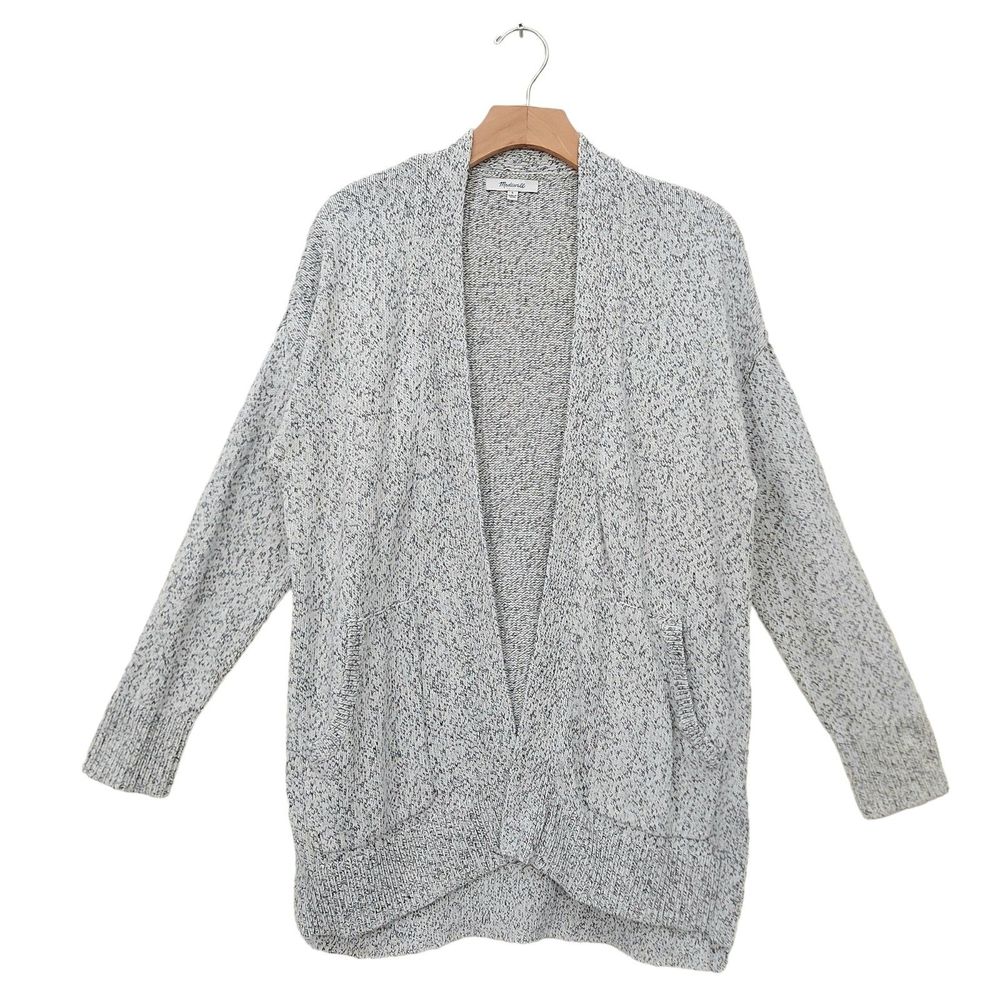 Madewell Womens Midlan Cardigan Sweater Small Gray Marled Long Sleeve Cotton